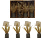Faux Wheat place card/photo holders in galvanized metal pot, boxed set of four