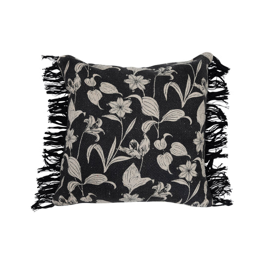 Black and white floral pillow