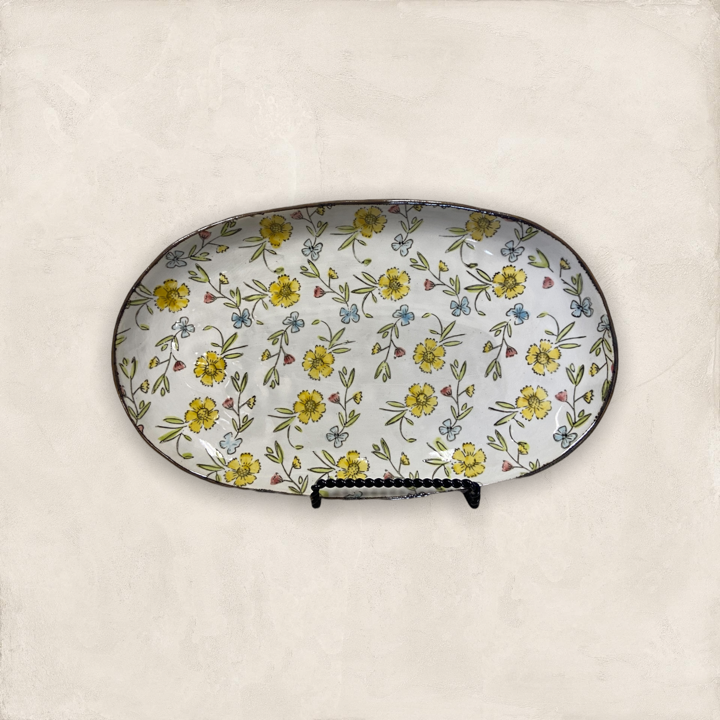 Large floral oval dish