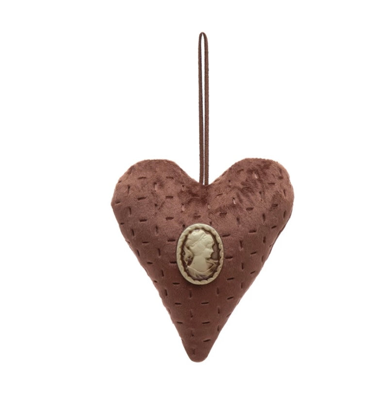 Velvet heart ornament with Cameo
