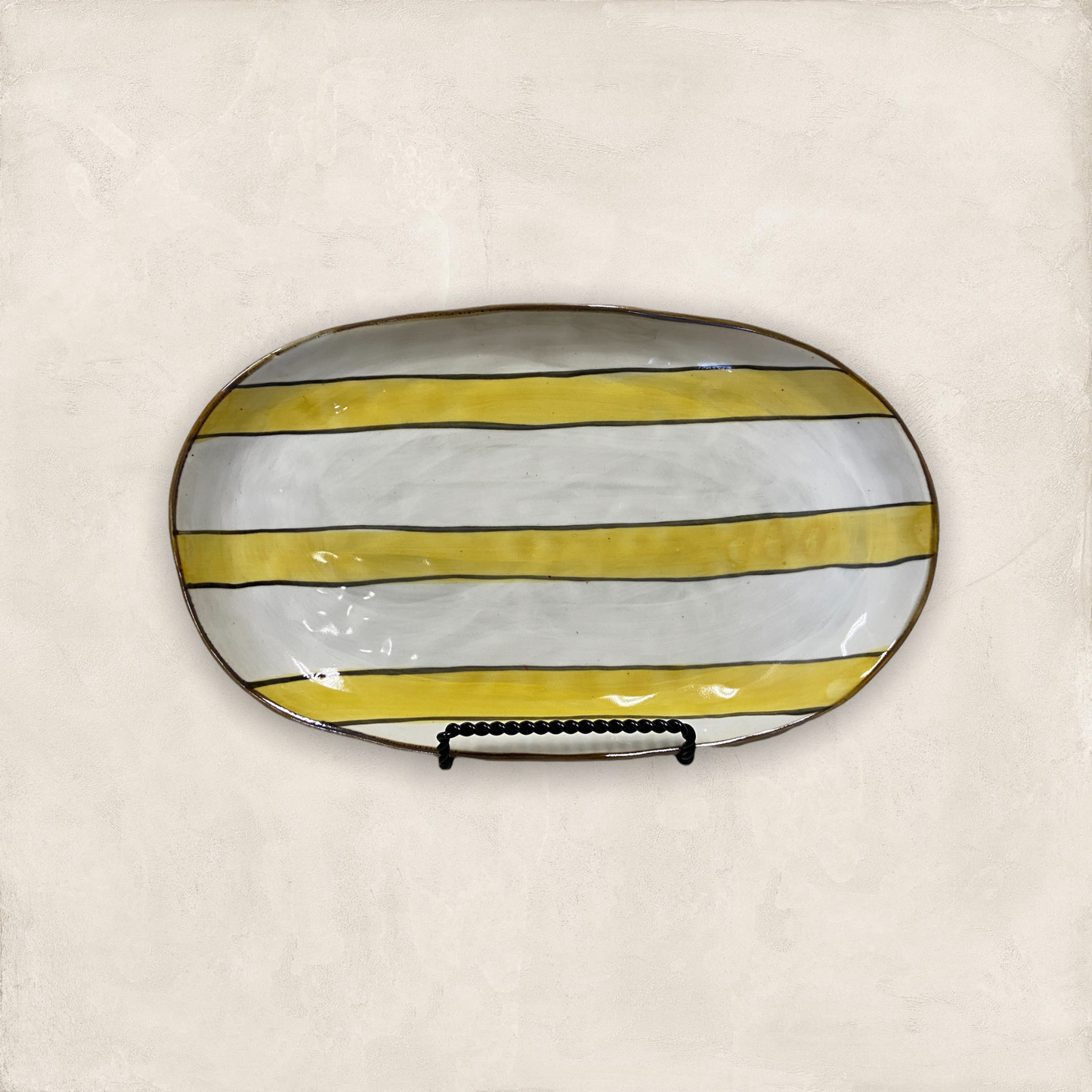 Large oval striped dish