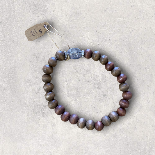 Brown beaded stretch bracelet