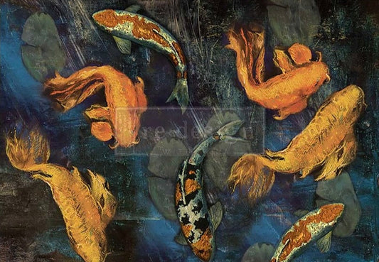 Redesign Decoupage Fiber Paper Koi Pond