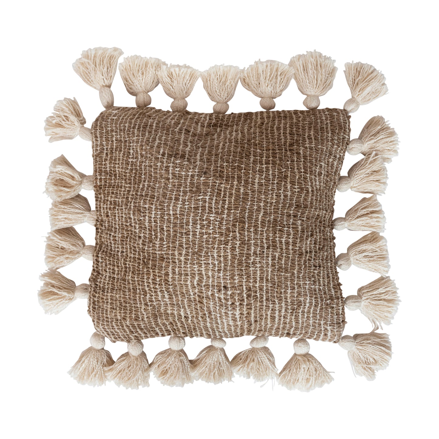Woven cotton and jute pillow