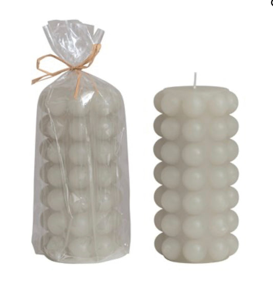 Unscented tall Hobnail gray candle